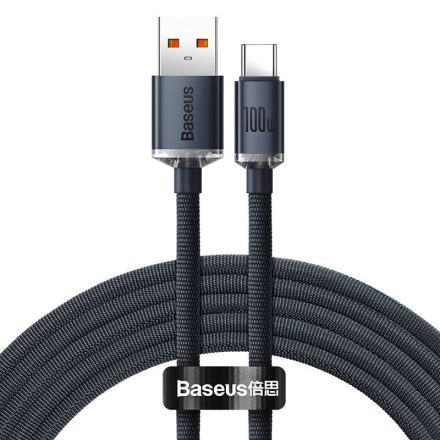 Baseus Crystal Shine USB- USB-C kábel, 100W, 2m, fekete (CAJY000501)