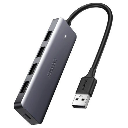 UGREEN 4 az 1-ben adapter, USB Hub 4x USB 3.0, micro USB, szürke (50985)