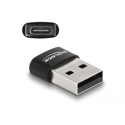 Delock USB 2.0 adapter A-típusú USB apa - USB Type-C anya fekete (60002)