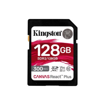 128GB SDXC Kingston Canvas React Plus CL10 UHS-II U3 V90 memóriakártya (SDR2/128GB)