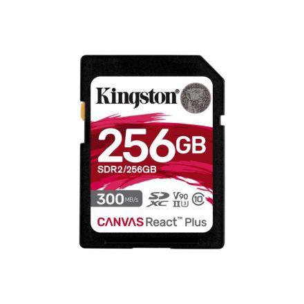 256GB SDHC Kingston Canvas React Plus CL10 UHS-II U3 V90 memóriakártya (SDR2/256GB)