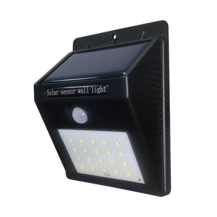 Optonica LED napelemes fali lámpa 0.75W IP54 fekete ház 6000K (WL2-A6 / 7405)