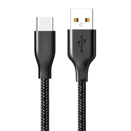 Cellect USB-A - Type-C szövetborítású adatkábel 1m fekete (MDCU-TEXT-TYPEC-BK)