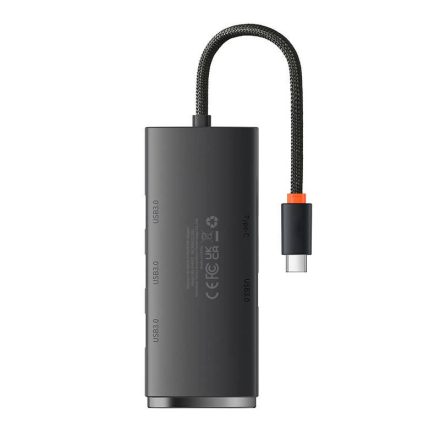 Baseus Lite Series Hub 4in1 adapter USB-C 4x USB 3.0 + USB-C, 25cm fekete (WKQX030301)