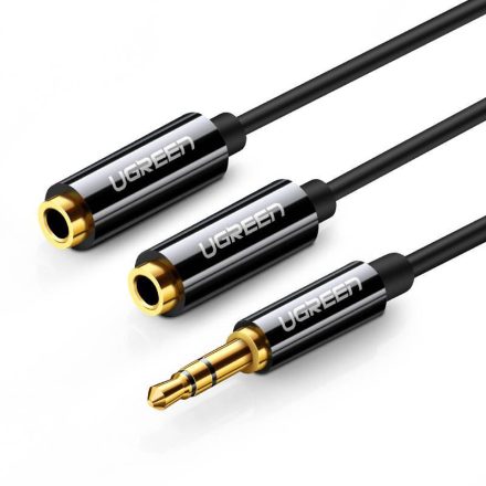 UGREEN AV123 AUX audio elosztó 3,5 mm-es jack kábel 25 cm fekete (20816)