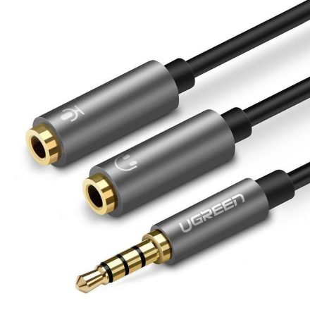 UGREEN AUX audio elosztó mini jack kábel 3,5mm fejhallgatóhoz és mikrofonhoz 20cm (30619)