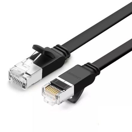 UGREEN Ethernet RJ45 lapos hálózati kábel fém csatlakozókkal Cat.6 UTP 2m fekete (50185)