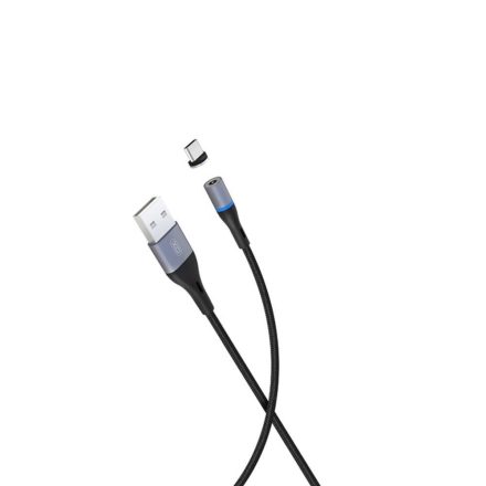 XO NB125 USB-A - USB Type-C mágneses adatkábel fekete (XOP-NB125-TYPEC-BK)