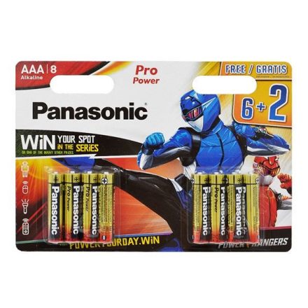 Panasonic 1.5V Alkáli AAA ceruza elem Pro power (8db/csomag) (LR03PPG/8BW 6+2F PR)