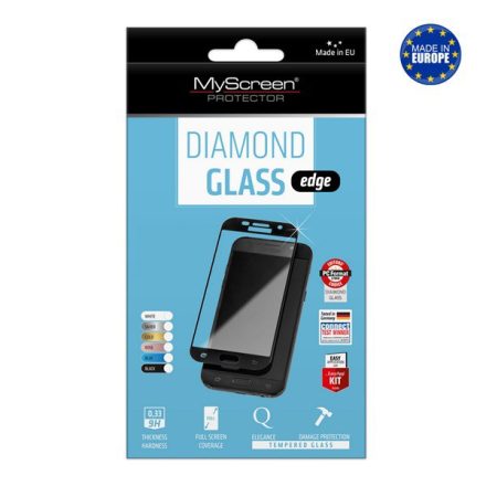 MYSCREEN DIAMOND GLASS EDGE képernyővédő üveg (2.5D full cover, íves, karcálló, 0.33 mm, 9H) FEKETE [Apple iPhone 11 Pro Max]