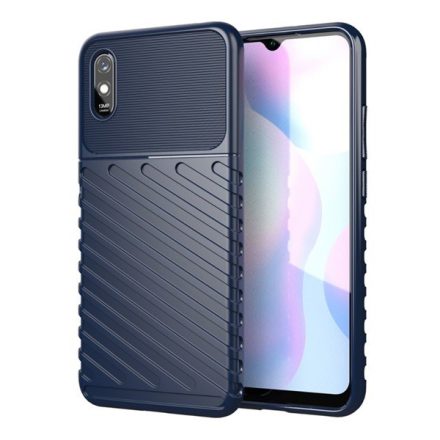 Szilikon telefonvédő (közepesen ütésálló, csíkos, dombor minta) SÖTÉTKÉK [Xiaomi Redmi 9A (Redmi 9 AT)]