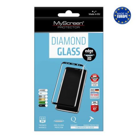 MYSCREEN DIAMOND GLASS EDGE képernyővédő üveg (3D full cover, íves, karcálló, 0.33 mm, 9H) FEKETE [Xiaomi 12X]