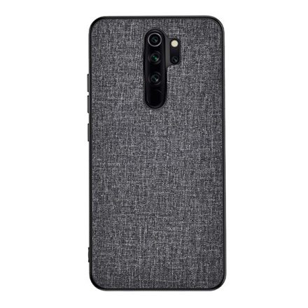 Műanyag telefonvédő (közepesen ütésálló, szilikon keret, textil hátlap) SZÜRKE [Xiaomi Redmi 9]