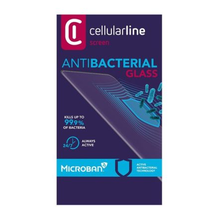 CELLULARLINE ANTIBIOM képernyővédő üveg (antibakteriális, ultravékony, 9H) FEKETE [Samsung Galaxy A51 (SM-A515F)]