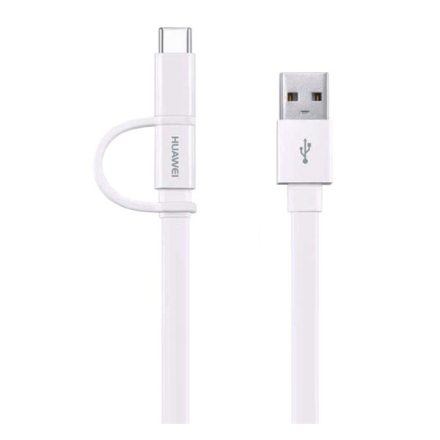 HUAWEI adatkábel és töltő (USB - microUSB, Type-C, csak töltés! 150cm) FEHÉR (AP55S_W)