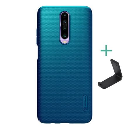 NILLKIN SUPER FROSTED műanyag telefonvédő (gumírozott, érdes felület + asztali tartó) SÖTÉTKÉK [Xiaomi Redmi K30 / K30 5G]