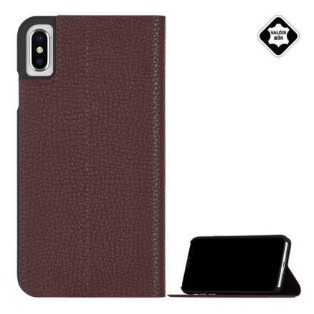 CASE-MATE BARELY THERE FOLIO tok álló, valódi bőr (FLIP, oldalra nyíló, bankkártya tartó, asztali tartó funkció) BARNA [Apple iPhone XS Max ...