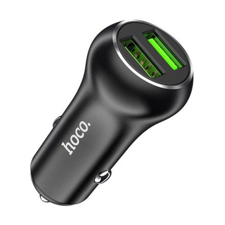 HOCO Z37 autós töltő 2 USB aljzat (5V / 3000mA, 36W, gyorstöltés támogatás, QC3.0) FEKETE (Z37_B)