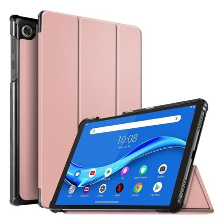 Tok álló, bőr hatású (aktív FLIP, oldalra nyíló, TRIFOLD asztali tartó funkció) ROZÉARANY [Lenovo Tab M10 FHD Plus (TB-X606X)]