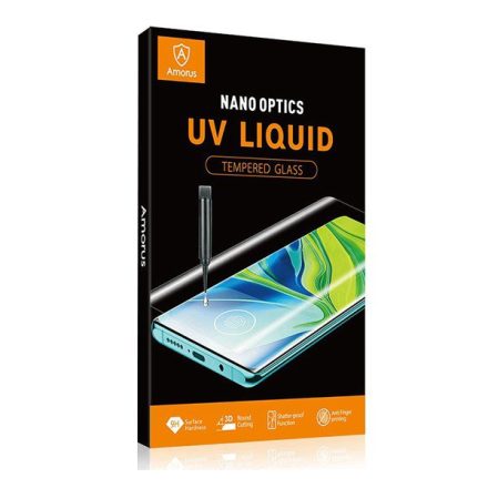 AMORUS UV LIQUID képernyővédő üveg (3D full cover, íves, karcálló, 0.3mm, 9H + UV lámpa) ÁTLÁTSZÓ [Samsung Galaxy Note 20 Ultra 5G ...