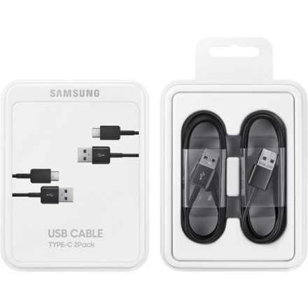 SAMSUNG adatkábel és töltő  2db (USB - Type-C, gyorstöltés támogatás, 150cm) FEKETE (EP-DG930MBE)