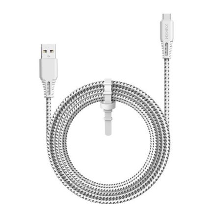 JOYROOM adatkábel és töltő (USB - Type-C, gyorstöltés támogatás, cipőfűző minta, 200cm) FEHÉR (T-507_W)