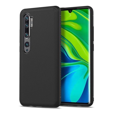 Szilikon telefonvédő (közepesen ütésálló, csíkos minta) FEKETE [Xiaomi Mi Note 10 Pro]