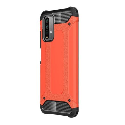 Defender műanyag telefonvédő (közepesen ütésálló, légpárnás sarok, szilikon belső, fémhatás) PIROS [Xiaomi Redmi 9T]