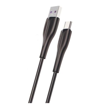 USAMS adatkábel és töltő (USB - Type-C, gyorstöltés támogatás, 100cm, törésgátló) FEKETE (SJ376_B)