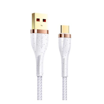 USAMS U64 adatkábel és töltő (USB - Type-C, gyorstöltés támogatás, 120cm, törésgátló, cipőfűző minta) FEHÉR (SJ488_W)