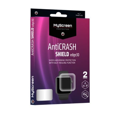 MYSCREEN ANTI CRASH EDGE képernyővédő fólia (3D, full cover, íves, karcálló, ütésálló, 0.2 mm, 6H) ÁTLÁTSZÓ [Apple Watch Series 7 41mm]