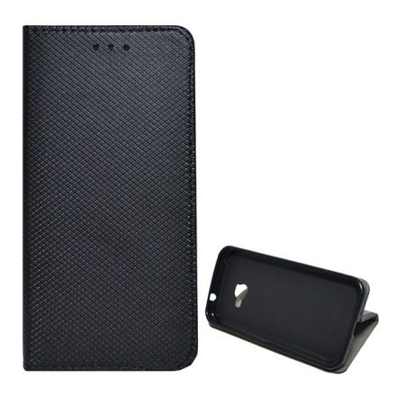 Tok álló, bőr hatású (FLIP, oldalra nyíló, asztali tartó funkció, rombusz minta) FEKETE [Samsung Galaxy Xcover 4s (SM-G398F)]