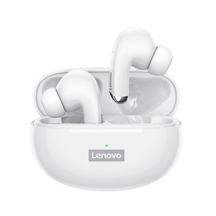 LENOVO LP5 bluetooth fülhallgató SZTEREO (mini, v5.0, TWS, mikrofon, zenehallgatáshoz ajánlott + töltőtok) FEHÉR (LP5_W)