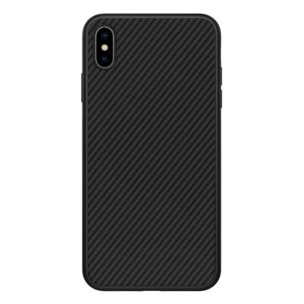 NILLKIN SYNTHETIC FIBER műanyag telefonvédő (környezetbarát, karbon minta) FEKETE [Apple iPhone XS Max 6.5]