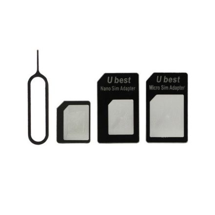 NOOSY SIM adapter (Nano SIM kártyát Micro SIM és normál méretű kártyára alakítja át, kártya kiemelő) FEKETE