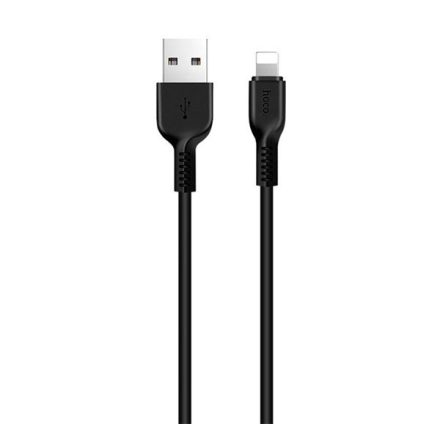 HOCO X20 adatkábel és töltő (USB - lightning 8pin, gyorstöltés támogatás, 100cm, törésgátló) FEKETE (X20_LIGHT_1M_B)