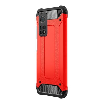 Defender műanyag telefonvédő (közepesen ütésálló, légpárnás sarok, szilikon belső, fémhatás) PIROS [Xiaomi Mi 10T Pro 5G]