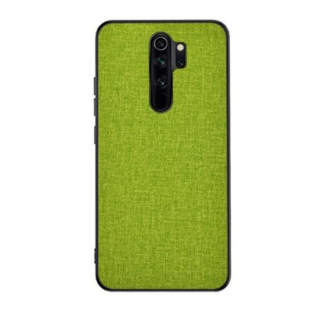 Műanyag telefonvédő (közepesen ütésálló, szilikon keret, textil hátlap) ZÖLD [Xiaomi Redmi 9]