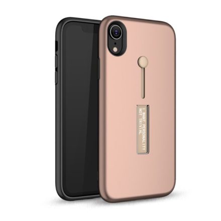 Műanyag telefonvédő (gumírozott, ujjra húzható szilikon) ROZÉARANY [Apple iPhone XS Max 6.5]