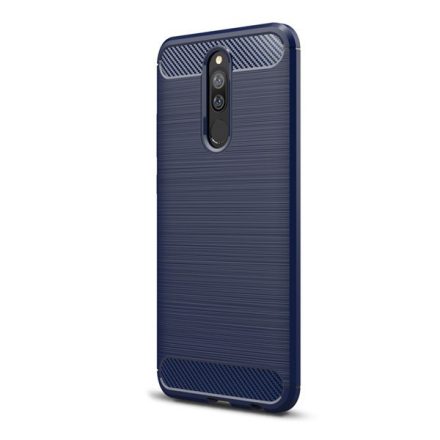 Szilikon telefonvédő (közepesen ütésálló, légpárnás sarok, szálcsiszolt, karbon minta) SÖTÉTKÉK [Xiaomi Redmi 8A]