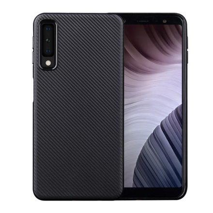 Szilikon telefonvédő (karbon minta) FEKETE [Samsung Galaxy A7 (2018) SM-A750F]