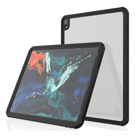 Vízhatlan / vízálló tok, AQUA (3 méterig, IP68, közepesen ütésálló, légpárnás sarok) FEKETE [Apple IPAD Pro 12.9 (2018)]