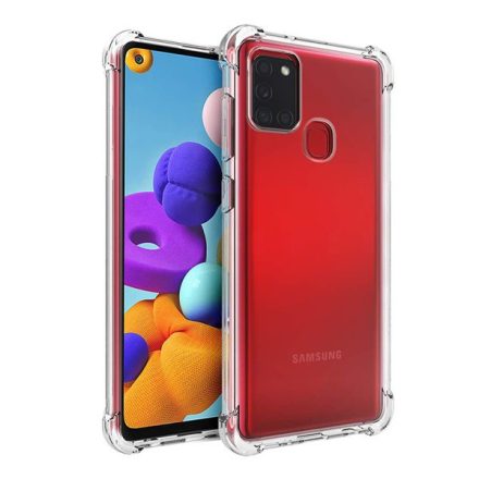 Szilikon telefonvédő (közepesen ütésálló, légpárnás sarok) ÁTLÁTSZÓ [Samsung Galaxy A21s (SM-A217F)]