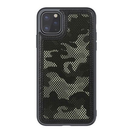 NILLKIN CAMO műanyag telefonvédő (bőr hatású, kamera védelem, terep minta) FEKETE [Apple iPhone 12 Pro]