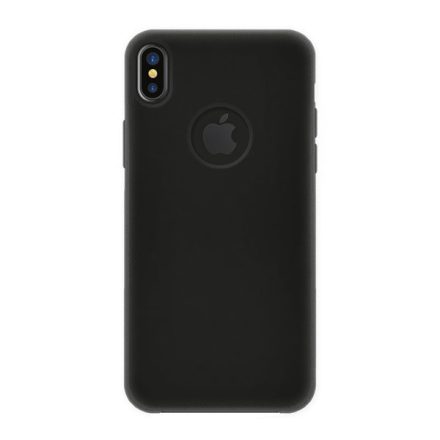 4-OK SILK műanyag telefonvédő (gumírozott, logo kivágás) FEKETE [Apple iPhone XS Max 6.5]