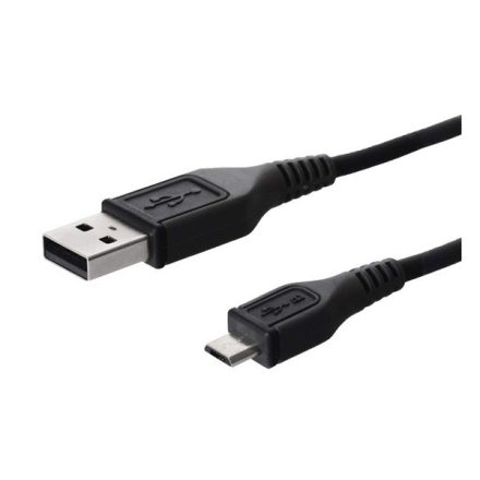 Adatkábel és töltő (USB - microUSB, 80cm) FEKETE