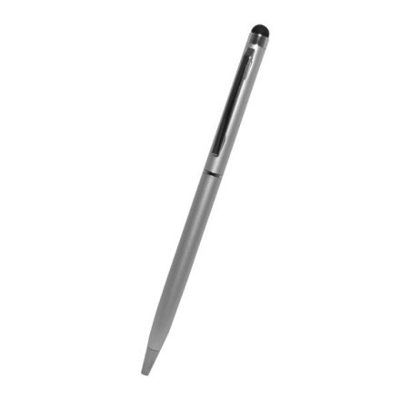 Érintőképernyő ceruza 2in1 (toll, kapacitív érintőceruza, 13cm) EZÜST