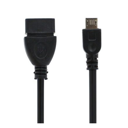 Adapter kábel, microUSB - USB, pendrive csatlakoztatásához, OTG (CA-157 / ET-R205UBE kompatibilis) FEKETE