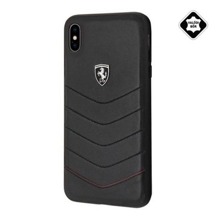 CG MOBILE Ferrari Scuderia műanyag telefonvédő (valódi bőr hátlap) FEKETE [Apple iPhone XS Max 6.5]