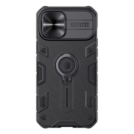 NILLKIN CAMSHIELD ARMOR defender műanyag telefonvédő (szilikon belső, közepesen ütésálló, telefontartó gyűrű) FEKETE [Apple iPhone 12 Pro ...